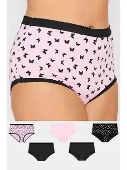 Image of Yours 5 Pack Butterfly Full Briefs - Black/Pink, Size 34-36, Women