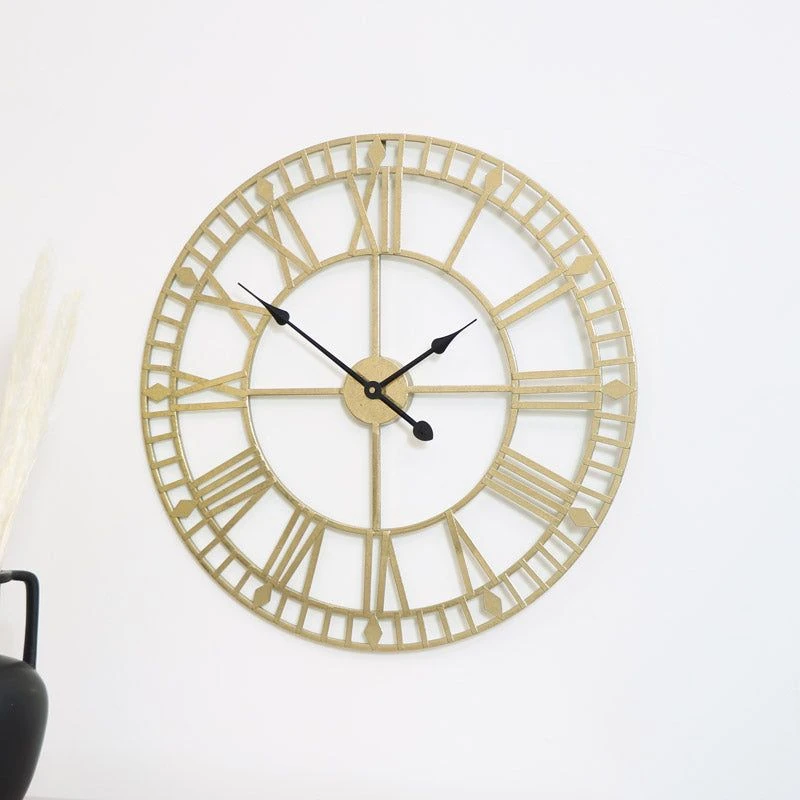 Image of Melody Maison Gold Metal Skeleton Clock 60cm X 60cm Gold