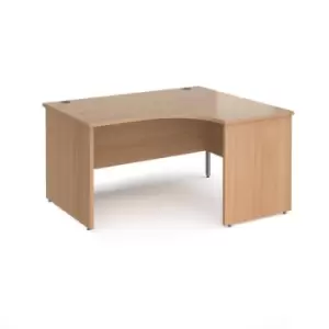 Image of Office Desk Right Hand Corner Desk 1400mm Beech Top And Panel End Leg Maestro 25