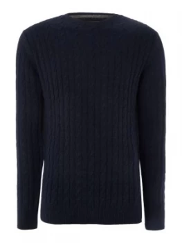 Image of Mens Barbour Essential cable crew neck jumper Blue