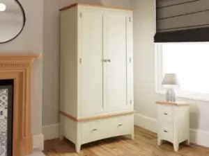 Image of Kenmore Patterdale White and Oak 2 Door 1 Drawer Double Wardrobe Flat Packed