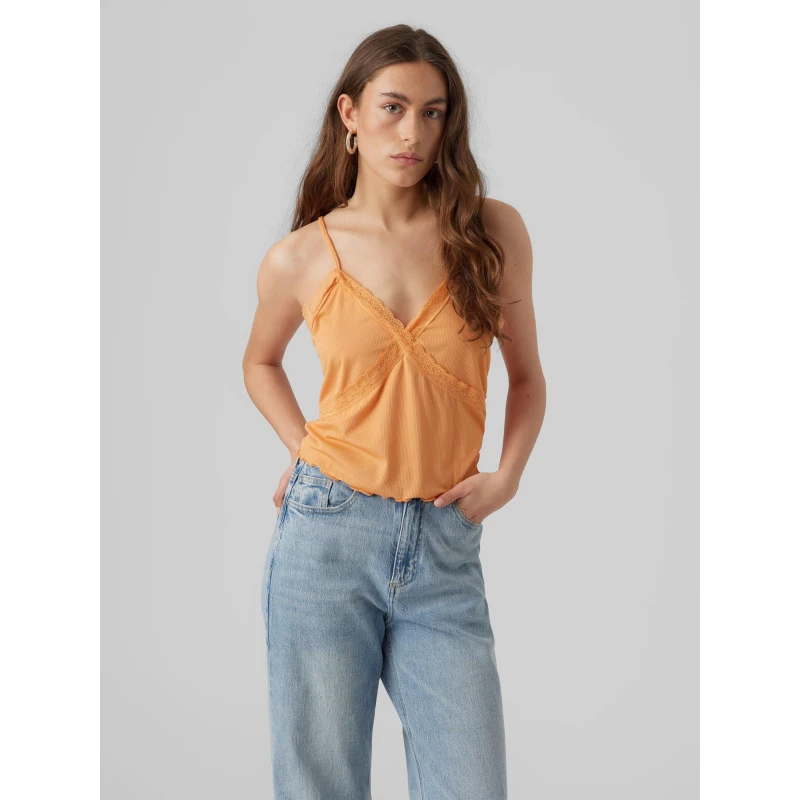 Image of Vero Moda Single Knit Short Sleeve Crop Top - Orange Orange 8