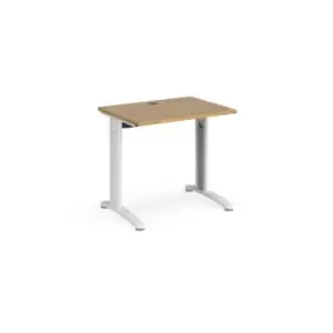 Image of TR10 straight desk 800mm x 600mm - white frame and oak top