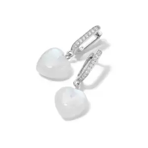 Image of Daisy London 925 Sterling Silver Beloved Moonstone Heart Drop Earrings Sterling Silver