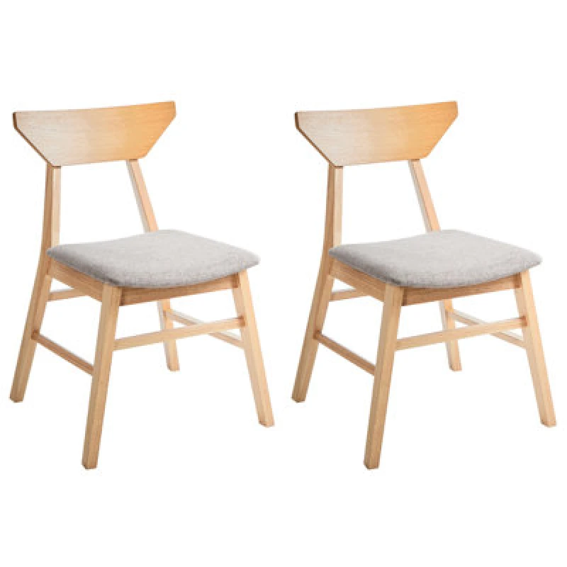 Image of Beliani Set Of 2 Dining Chairs Hopkins Wood Light Brown