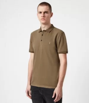 Image of AllSaints Mens Reform Short Sleeve Polo Shirt, Saguaro Green, Size: S