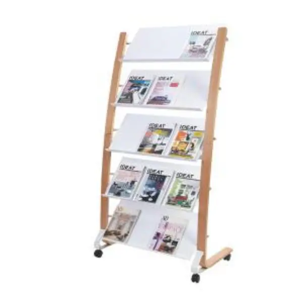 Image of Alba Alba Mobile Wooden Floor Stand 5 x 3 Compartments A4 Format Literature Display H1650 x W860 x D520mm Light Wood/White - DD5GMW BC DD5GMW BC