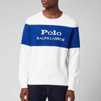 Image of Polo Ralph Lauren Mens Stripe Crewneck Sweatshirt - White - S