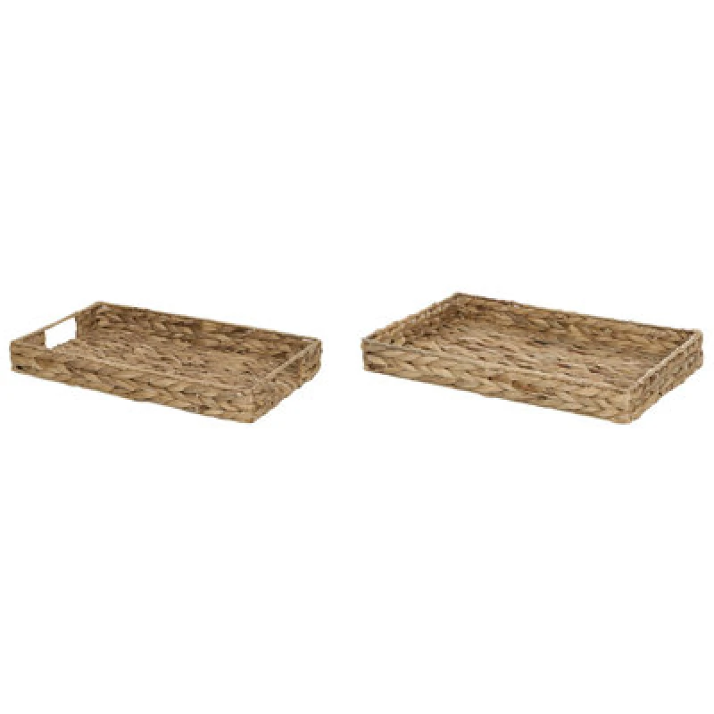 Image of Beliani Set Of 2 Decorative Trays Kontum Wicker Natural