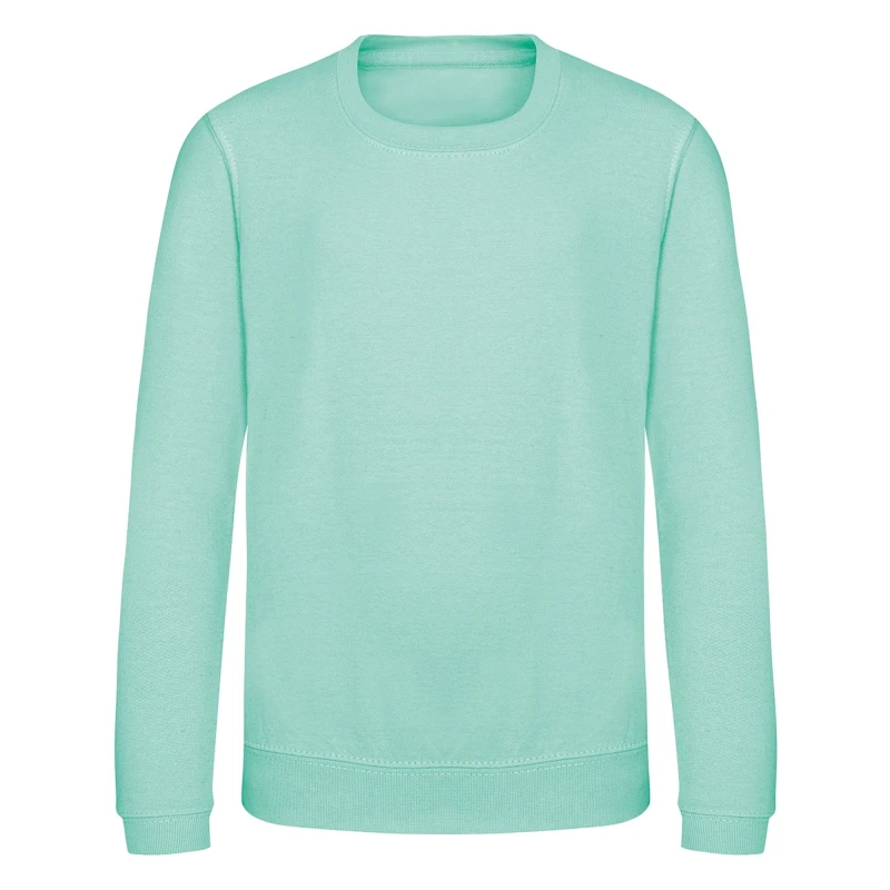Image of AWDis Just Hoods Plain Crew Neck Sweatshirt 3-4 Years in Mint Size: 12-13 Years Mint Unisex 12-13 Years