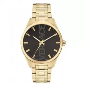 Image of Gents V-Vertical Gold-Tone Grey Watch VE3H00622