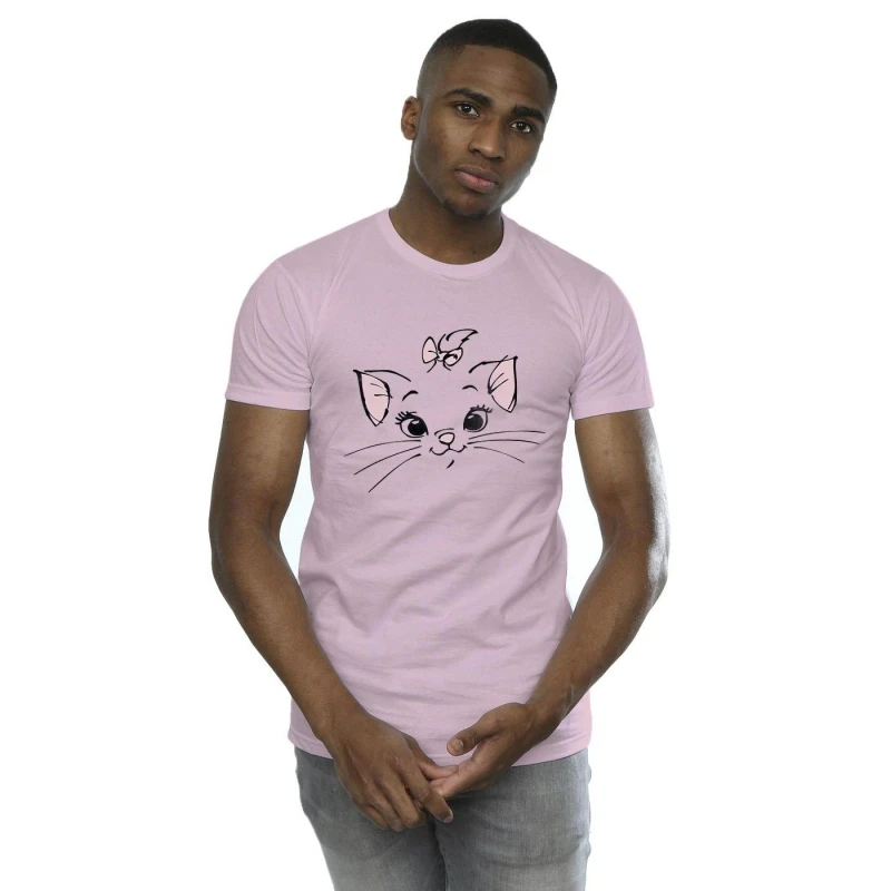 Image of Disney Men Classics Marie Face Pocket T-Shirt in Baby Pink Size: Small Baby Pink S Male 5059934138599