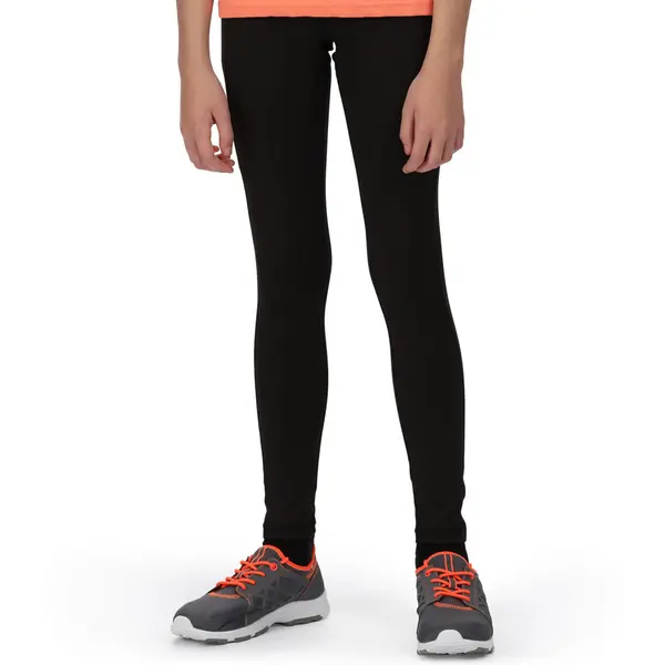 Image of Regatta Girls Atkin II UV Protection Reflective Leggings 5-6 Years- Waist 22-23', (55-57 cm) Black RKJ125G-800-5
