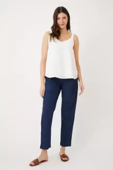 Image of Tapered Linen Look Trousers
