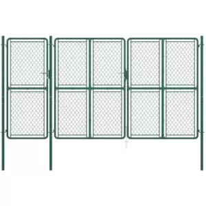 Image of Garden Gate Steel 200x395cm Green Vidaxl Green