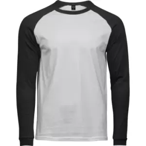Image of Tee Jays Mens Long Sleeve Baseball T-Shirt (XXL) (White/Black)