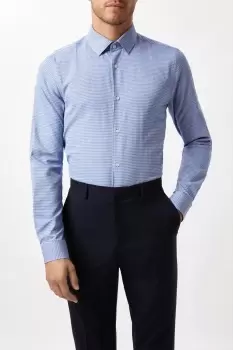 Image of Skinny Fit Blue Dogtooth Texture Shirt