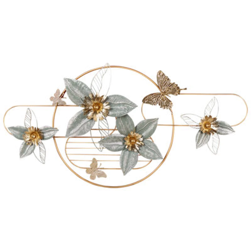 Image of Beliani Wall Decor Flower Tantalum Metal 59cm Gold
