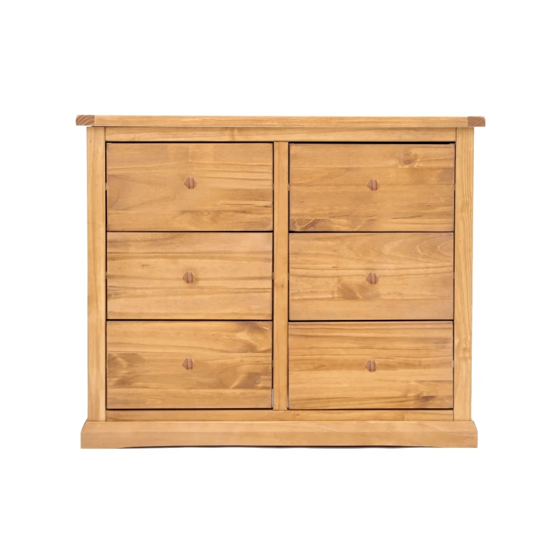 Image of Cabinet Bits Lucca 6 Drawer Chest of Drawers Wood Knob in Light Brown Light Brown Unisex
