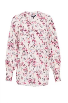 Image of French Connection Linosa Crepe Light Floral Blouse Pink