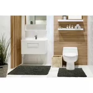 Image of Emma Barclay - Tumble Twist 100% Cotton Bath Mat & Pedestal Mat Set, Charcoal