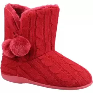 Image of Fleet & Foster Apple Knitted Bootie Slipper Female Burgundy UK Size 6