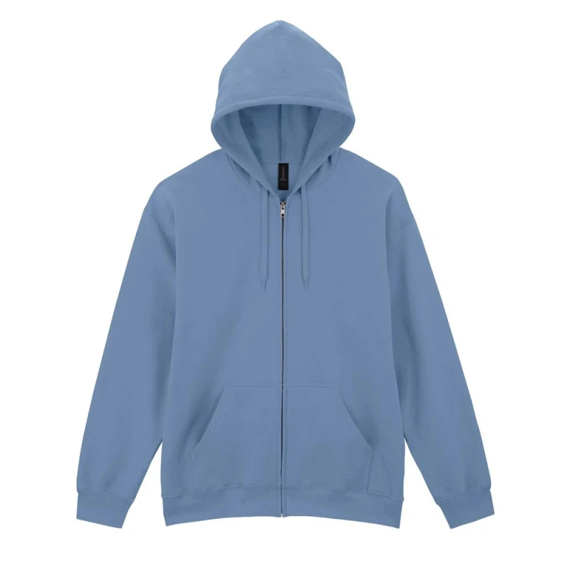 Image of Gildan Mens Softstyle Fleece Midweight Full Zip Hoodie in Mid Blue Size: Small Mid Blue Male S