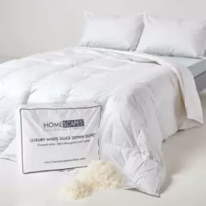 Image of Luxury White Duck Down 10.5 Tog Double Size Autumn Duvet - White - Homescapes