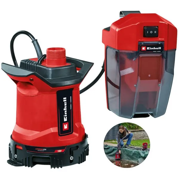 Image of Einhell GE-DP 18/25 LL Li 18v Cordless Low Level Dirty Water Pump 7000 l/h GE-DP 18/25 LL Li Batteries: No Batteries