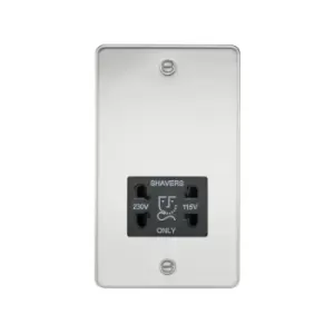 Image of Flat Plate 115/230V dual voltage shaver socket - polished chrome with Black insert - Knightsbridge