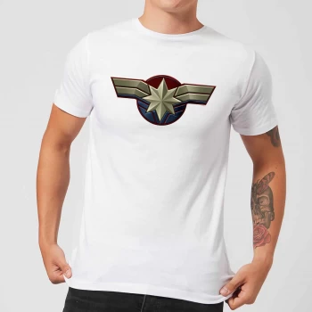 Image of Captain Marvel Chest Emblem Mens T-Shirt - White