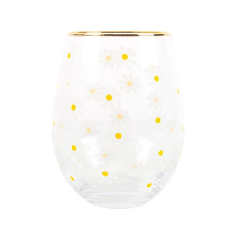 Image of Something Different Something Different Spring Time Daisy Stemless Wine Glass in White White One Size Unisex 5063425776696
