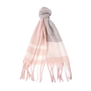 Image of Barbour Womens Isla Tartan Boucle Scarf Pink Grey