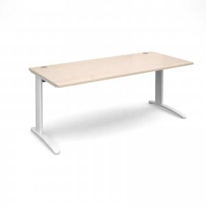 Image of TR10 Straight Desk 1800mm x 800mm - White Frame maple Top