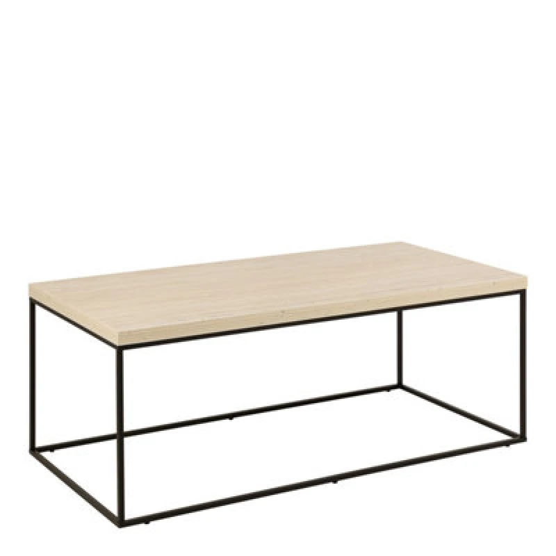 Image of Furniture To Go Barossa Coffee Table With Light Oak Top & Black Steel Base 110X55X45Cm