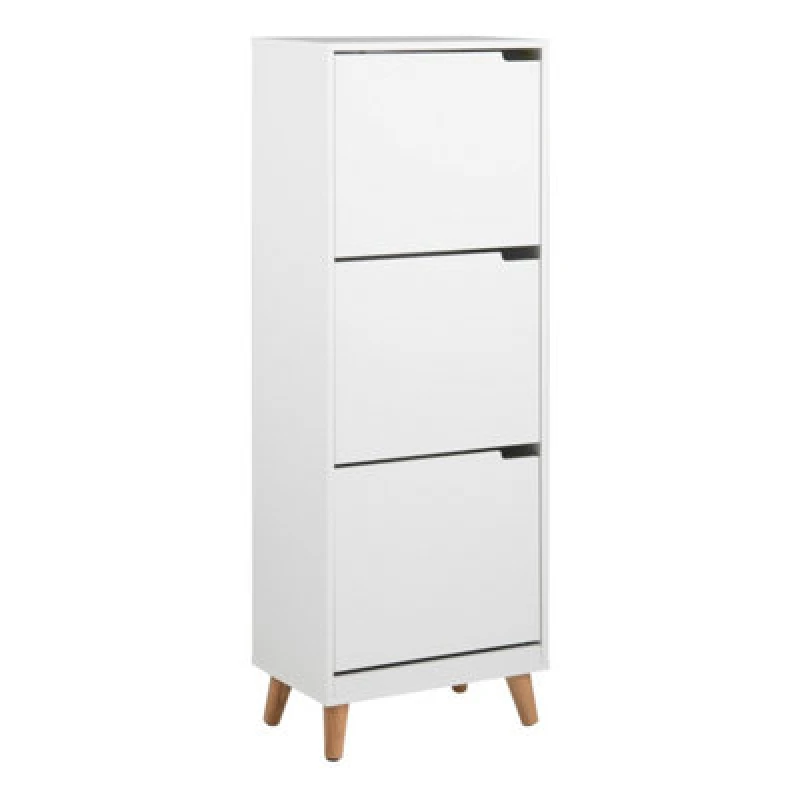Image of Furniture To Go Mitra Shoe Cabinet 3 Flip Down Doors in White White unisex