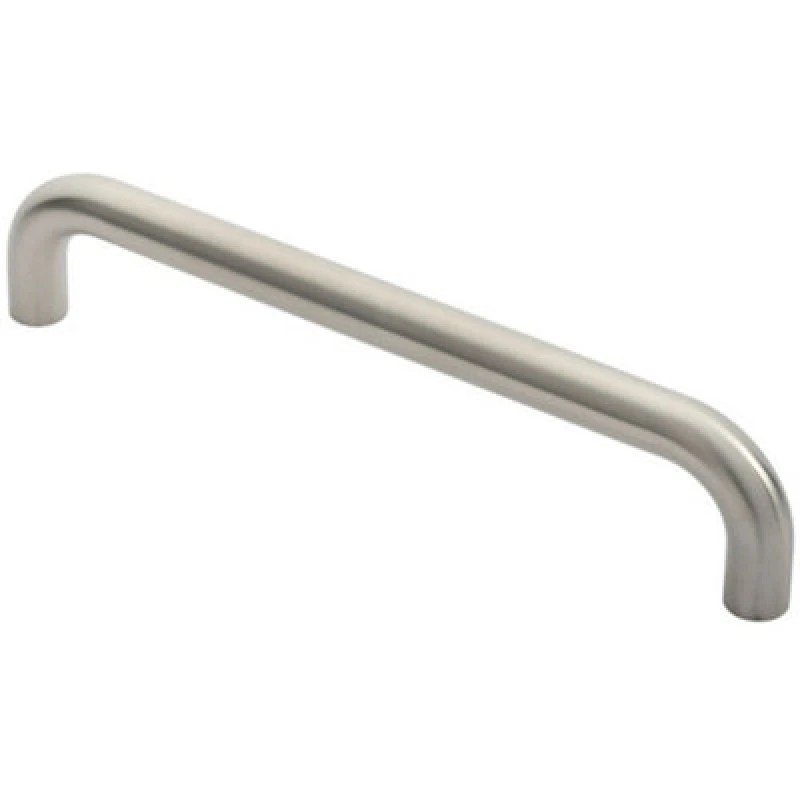 Image of Loops Round D Bar Door Pull Handle 322 x 22mm 300mm Fixing Centres Satin Steel Metallics unisex