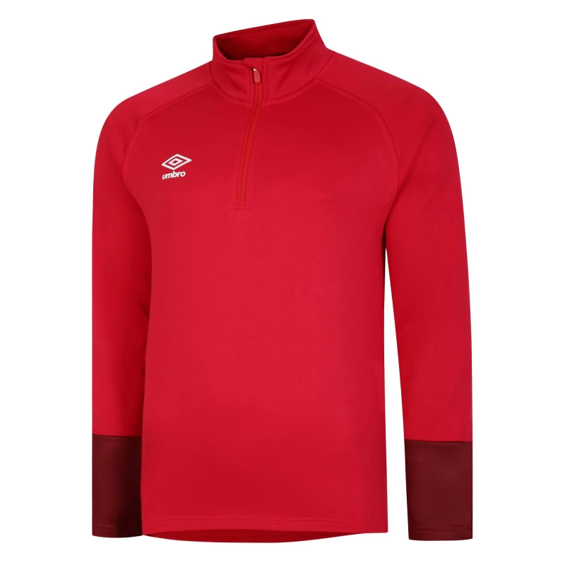 Image of Umbro Total Training Quarter Zip Track Top in Crimson Size: 11-12 Years Crimson Unisex 11-12 Years