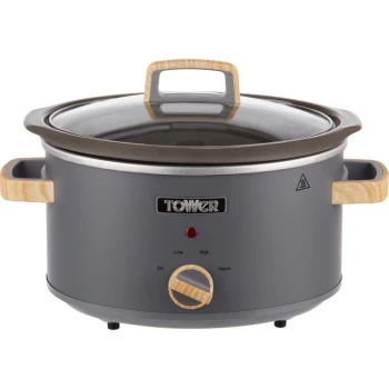 Image of Tower Scandi T16034GRY 3.5 Litre Slow Cooker - Stainless Steel