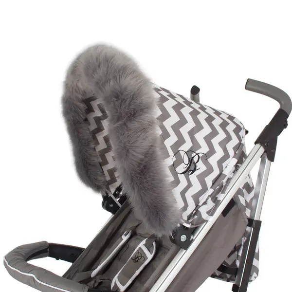 Image of My Babiie Grey Pram Hood Fur Trim