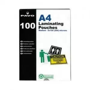 Image of Pavo Laminating Pouch 2x125 Micron A4 Gloss Box of 100 8005710 28673PV