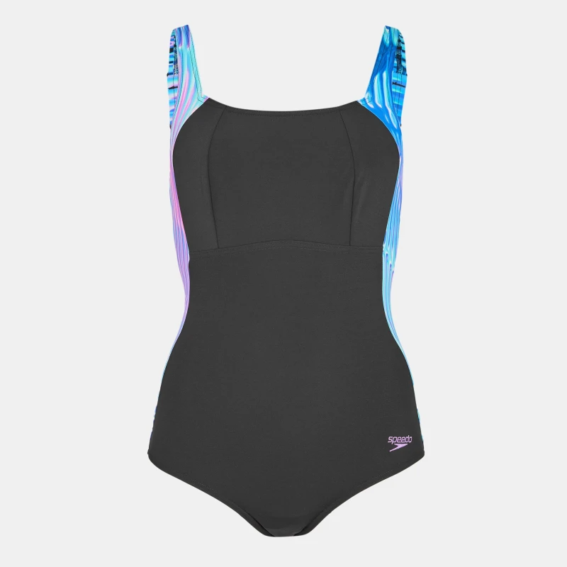 Image of Speedo Womens Print Luna One Piece Swimsuit Indigo Glow female 10 (S)