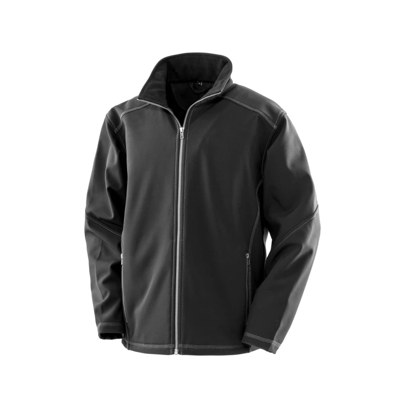 Image of Result Result Men Work Guard Treble Stitch Softshell Jacket in Black Size: Medium Black M Male 5059269753924