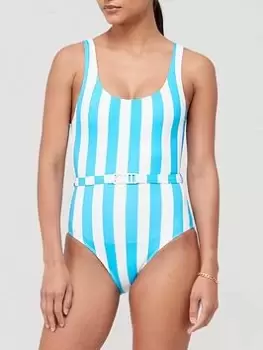 Image of Solid & Striped The Annemarie Belt Striped Swimsuit - Blue