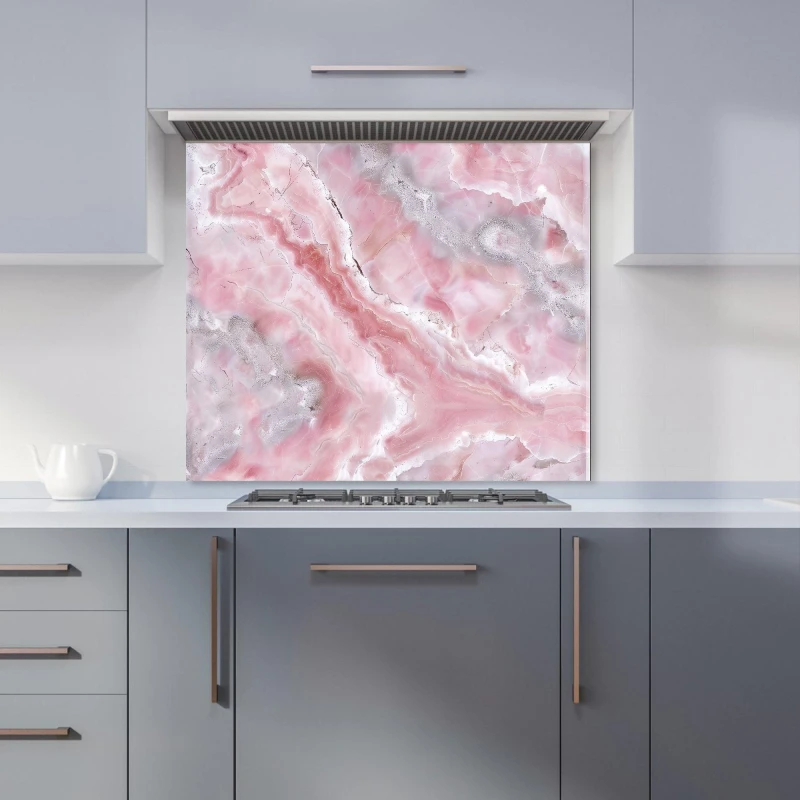 Image of Warren Reed - Designer Pale & Grey Marble Effect Kitchen Splashback in Purple Size: 900mm x 750mm Purple Unisex 900mm x 750mm