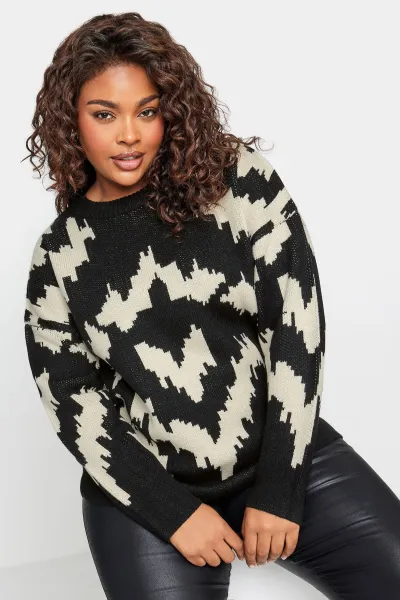 Image of Abstract Pattern Knitted Jumper