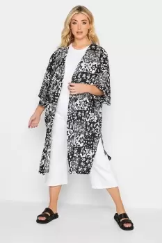 Image of Longline Tropical Print Cover Up