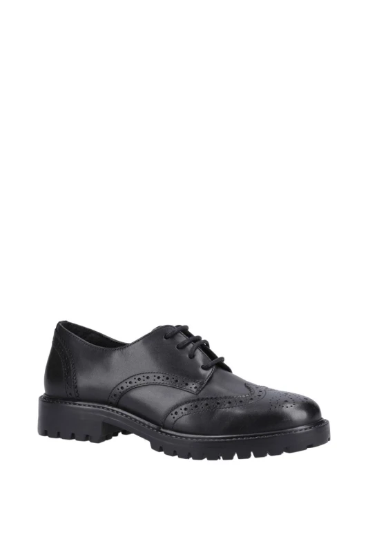 Image of Hush Puppies Athena Snr School Shoe - Black Size 3 Older Black W2LDD Unisex 3 Older