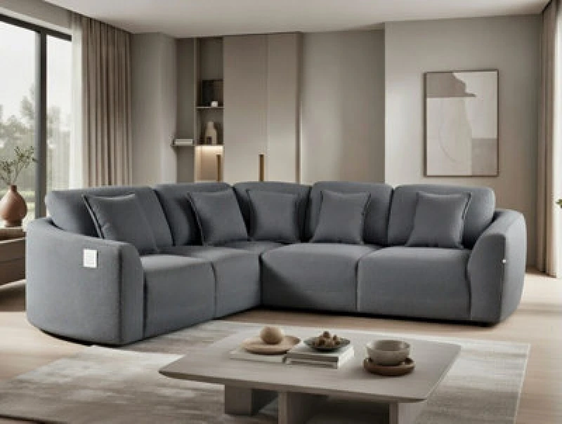 Image of DS Living The Veneto 5 Seater Lounger Sofa In Dark Grey Or Cream