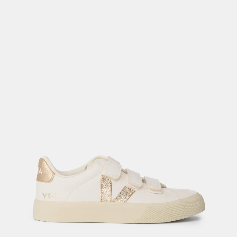Image of Veja Womens Recife Leather Velcro Court Trainers White/Platine female 7 (40.5)